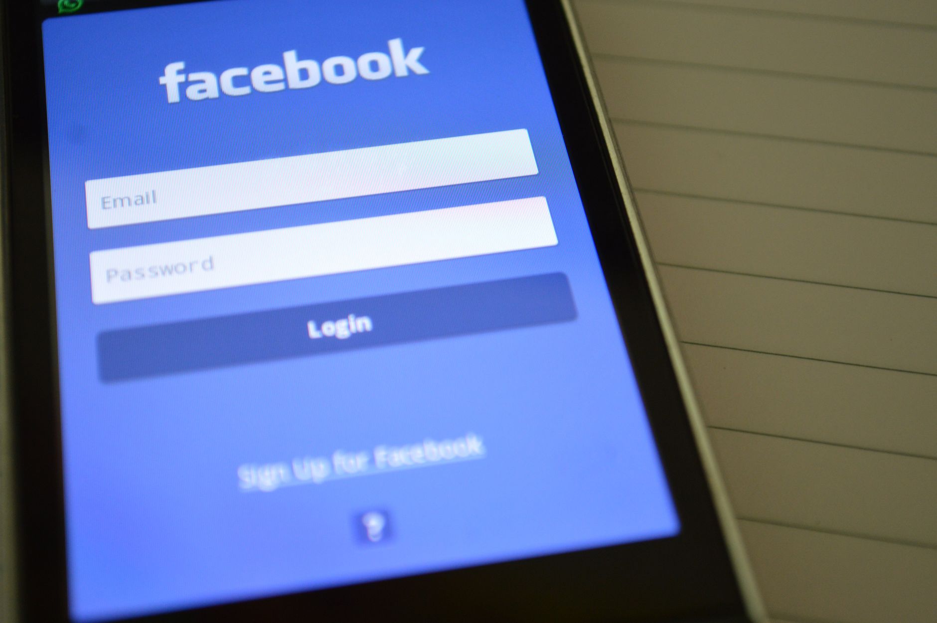 interface Facebook mobile