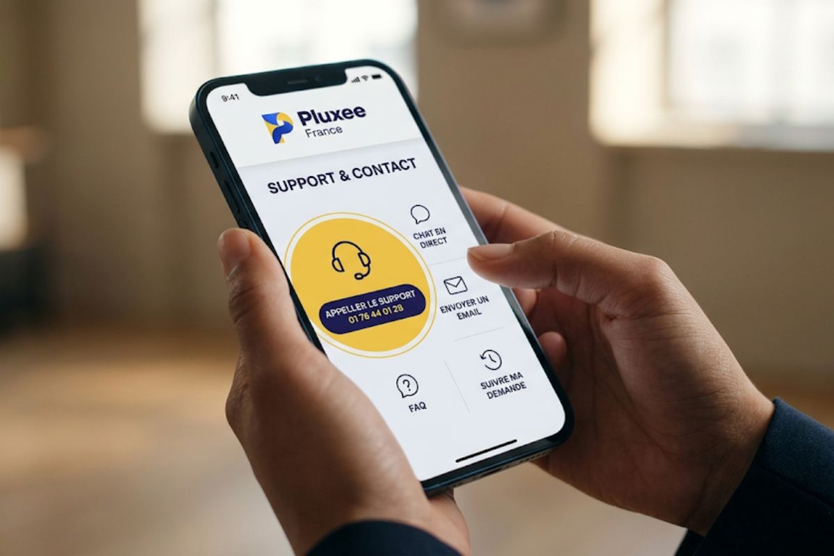 Personne consultant le numéro de téléphone d'in'li pour joindre son agence de logement
